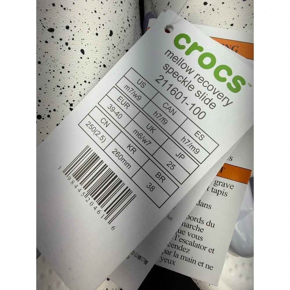 Crocs Mellow Recovery Speckle Slides Mens Size 7 White Slip On Comfort Sandals - Picture 7 of 12